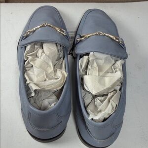 Zara Elegant Blue Loafers with Gold Accent